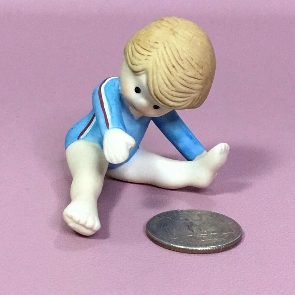 Vintage 83's Enesco County Cousins Porcelain Little Boy Gymnast Figurine 2"
